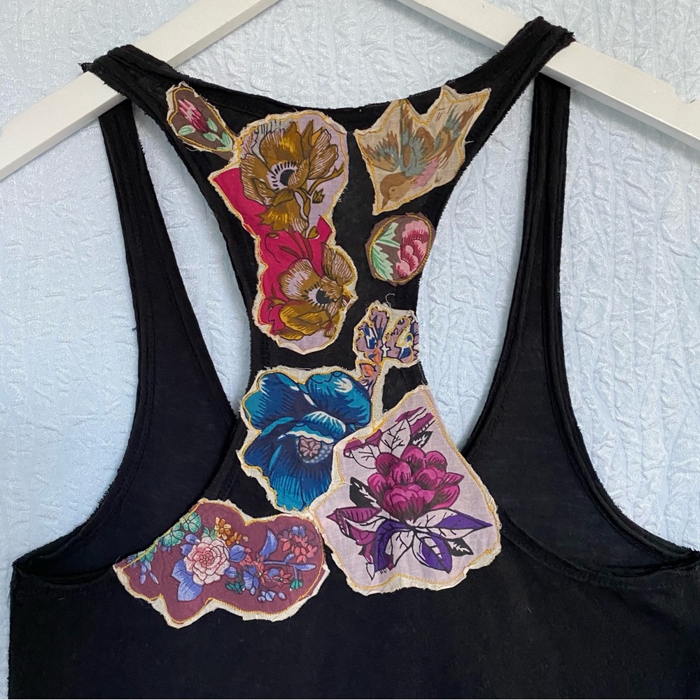 Free People Racerback Ruffle Bleached Tank Top - Picture 4 of 9